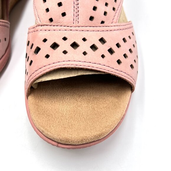 9.5W 9.5 WIDE WIDTH Cobb Hill Womens Janna Pink Leather Wedges Sandals Shoes - Picture 5 of 15